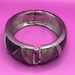 Boutique Grey Silver White Painted Elegant Hinge Bangle Bracelet Photo 2