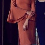 Keepsake Harmony Bell Sleeve Off the Shoulder Terracotta Slit Midi Dress Size S Photo 1