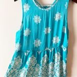 Wrangler Blue/White Floral Lace Up Back Tank Top Size Medium NEW Unlined Tunic Photo 3