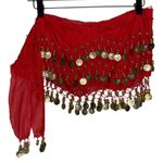 Belly Dancing Coin Skirt Wrap skirt fairy Boho Rave Red Photo 6