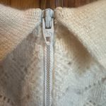 Vintage Crop Sweater Knit Crochet Scalloped Hem Cream Ivory Size Small Collar Photo 4