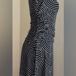 London Times Black & White Polkadots Midi Short Sleeves Empire Dress Waist SZ 8 Photo 3