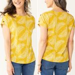 Croft & Barrow  Yellow Tropical Leaf Crewneck Top, Size XL Photo 1