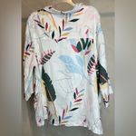 Cynthia Rowley Womens 100% Linen V-Neck Tropical Leaf Print Graphic Shirt |Sz:1X Photo 3