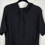 Athleta  Cabana Tunic Hoodie Sweatshirt Short Sleeve Womens Size XXS Black Active Photo 2