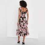 Lulus Wowing Wonder Black Floral Jacquard Smocked Tie-Strap Tiered Midi Dress Photo 3