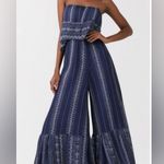 Japna  Boho Strapless Ruffled Wide Leg Jumpsuit Small Photo 0