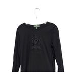Ralph Lauren LRL Lauren  Active Beaded Crest Embroidered Long Sleeve Black Medium Photo 1