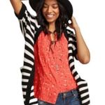 CAbi Style 5289 Whistle Black White Stripe Cardigan Sweater Size S Photo 2