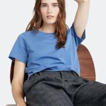 Richer Poorer Pima Cotton Boxy Crop Tee In Blue Photo 0