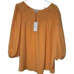 Current Air Women's Top Wide Neck Chest Smocked Boxy Fit Cantaloupe Medium NWT Photo 0