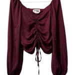 Savanna‎ Jane Long Sleeve Runched Crop Top Size Small Polyester Sexy Hippie Boho Photo 0