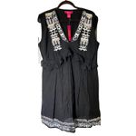 Catherine Malandrino Black Cotton Ruffle Boho Embroidered Shift Dress Large NWT Photo 4