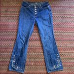 Y2K BUTTON FRONT LOW RISE BUTTERFLY JEANS Blue Size 28 Photo 0