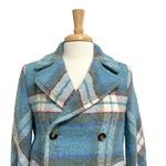 Sundance  Wool Blend Plaid Double Breast Coat Twee Boho Blue size XS Petite Photo 2
