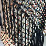 Chico's Vintage Chico’s Y2K Beaded Black Mesh Fringe‎ Shawl Boho Festival Net Wrap OS Photo 3