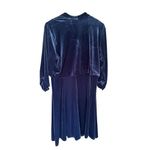 Susan Graver XL Velvet Velour 2 Piece Set Jacket Shell Blue Midi Dress Office Photo 1