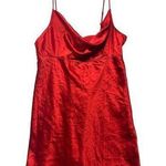 Victoria's Secret Vintage  Red Satin Mini Slip Dress Medium 90s Chemise Lingerie Photo 0