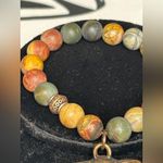 Mookaite Jasper Bull Skull Western Bracelet Brown Photo 4