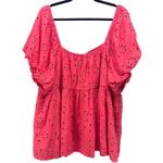 Torrid  Womens Blouse Size 4X Pink Eyelet Short‎ Sleeve Empire Waist Milkmaid Top Photo 1