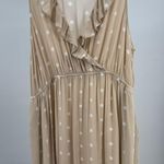 Old Navy Tan Polka Dot Midi Dress maternity ruffle sleeveless XL pockets flowy Photo 3