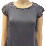 Fusion Viscose Gray with Gold Tassels and Beads Short Cap Sleeve Dress Sz Small Photo 2