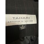 Tahari Women's Black Pinstriped Long Sleeve Button Up Trench Coat Jacket Size 6 Photo 3