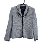 Charter Club  Long Sleeve Collared Blazer Black White Houndstooth Tweed Size 4P Photo 0