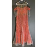 Sheer Overlay Sequins Bead Embellishments Illusion Neckline Dress 112x151CM Gold Size 14 Photo 5