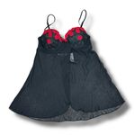 Delicates Rosettes Sheer Chiffon Camisole Babydoll Nightie Black Small Photo 9