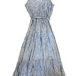 Lulus  Sunny Bliss Blue Floral French Knot Tiered Belted Maxi Dress Womens Large Photo 3