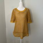 Anthropologie Angel of the North dark yellow open knit short sleeve top size S Photo 1