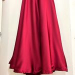 La Femme 29033 Faux Wrap Top Lace Up Back Satin Gown Photo 4