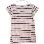 Madewell Striped Short Cap Sleeve Knit Casual Blouse Beige Red Size Small Photo 0
