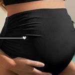 Summer Mae Black Ribbed Maternity Bikini Swimsuit High Waisted Size 4 NWT #2109 Photo 7
