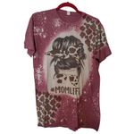 Gildan #Momlife Graphic T-Shirt With Leopard Print Accents Splatter Design Cotton & Pol Photo 0