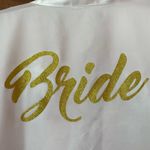 Medium “ BRIDE” Gold letter Robe with belt White Photo 3