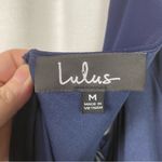 Lulus Lulu’s Navy Blue Leading Roll V Neck Ruched A Line Chiffon Maxi Dress Sz.M NWT Photo 7