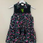 Kate Spade  Scenic Route Greenhouse Lace Yoke Top Black Pink Green Floral NEW Photo 1