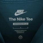 Nike Tee Center Swoosh T-Shirt Womens L Teal Oversized Fit Long Sleeve DM6232 Photo 4