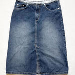 Vintage Y2K Dark Wash Faded Denim Low Rise Skirt Blue Size 2 Photo 0
