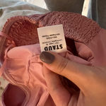 STAUD  Atticus Camisole Top Pink Bow Strapless Satin Coquette Feminine Size M Photo 6