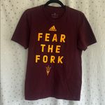 Adidas   Arizona State University Burgundy Tee with Yellow Graphic Photo 0