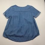 Lucky Brand  Blue Denim Chambray Lace Up Blouse S Photo 4