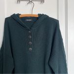 NAADAM • Cable Knit Sleeve Henley Hoodie in Pine Green wool cashmere sweater Size L Photo 4