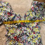 ZARA  Blouse Size Small Floral‎ Short Sleeve Ruffle Collar V Neck Bodysuit Photo 2