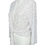 Vintage Y2K White Ruffle Tie Front Top Bolero. Size Large. Fairy, Whimsical Photo 1