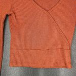 Hollister Women's XS Burnt Orange Long Sleeved Faux Wrap Cropped Sweater Soft Photo 3