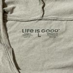 Life is Good Camp More Stress Less Hoodie T Shirt Size Large Khaki V Neck Photo 2