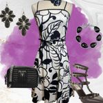 Black and White Sundress with Spaghetti Straps. Photo 1